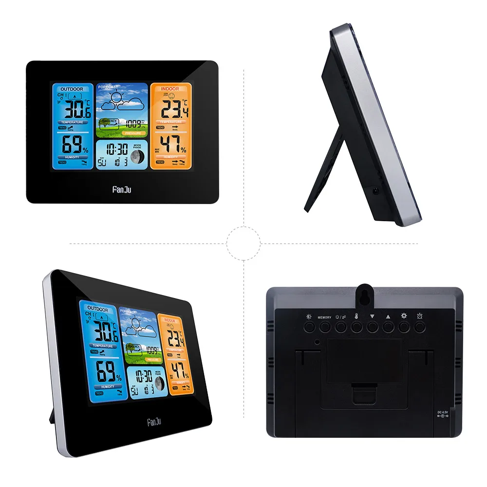 Профессиональная цифровая комнатная и уличная Метеостанция FanJu FJ3373 барометр