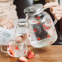 creative strawberry glass water pot large capacity water bottle explosion proof water cup coffee mug tea cup for home office