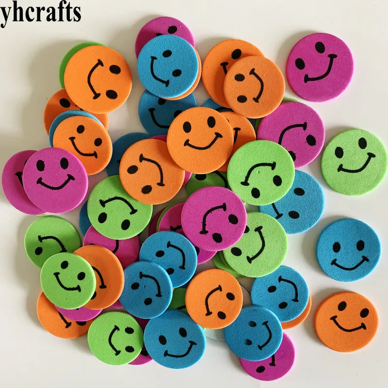 60PCS color smile 1 пакетов/лот, рождественские поролоновые наклейки Снежинка Санта пряник Снеговик Joy Noel форма пены детская комната орнамент Санта декоративные ручной работы - Цвет: 60PCS color smile