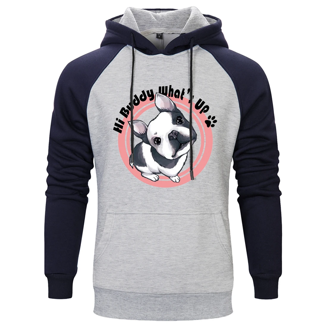 

Cute Buddy Dog Mens Raglan Hooded Harajuku Hip Hop Sweatshirt Hoodie Hipster Standard Pullovers Long Sleeve Tracksuits Homme