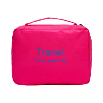 Fushia Hanging Travel Storage Bag Organizer Portable Makeup Cosmetic Toiletry Pouch Casual Camping Case Accessories Home Organization - Цвет: Fushia