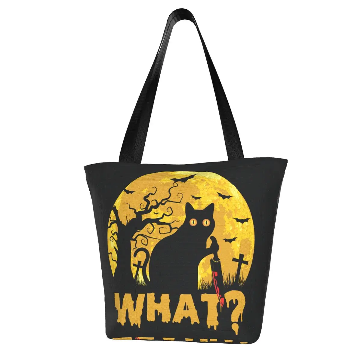 

Хэллоуин Cat What Shopping Bag Bat Work женская сумка оптом смешные Полиэстеровые сумки