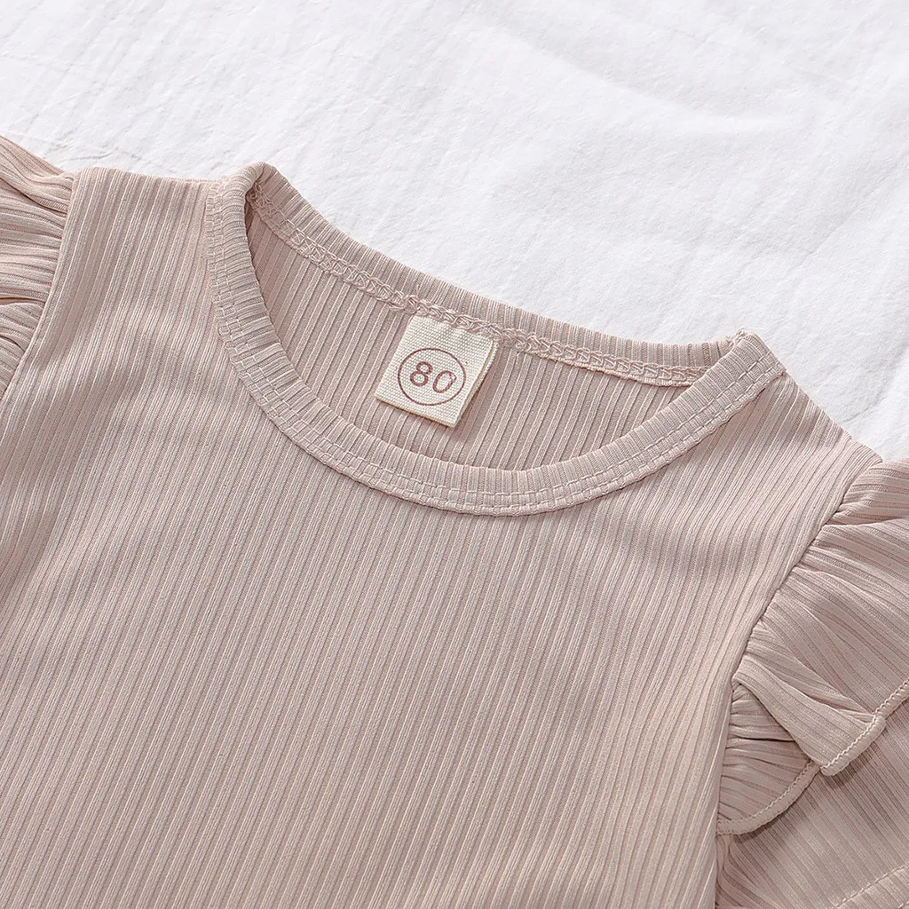 toddler baby set girl fashion summer outfits Solid T-shirt Tops+Ruffle Suspender Skirts Outfits Sets vestiti bambino t5 | Мать и ребенок