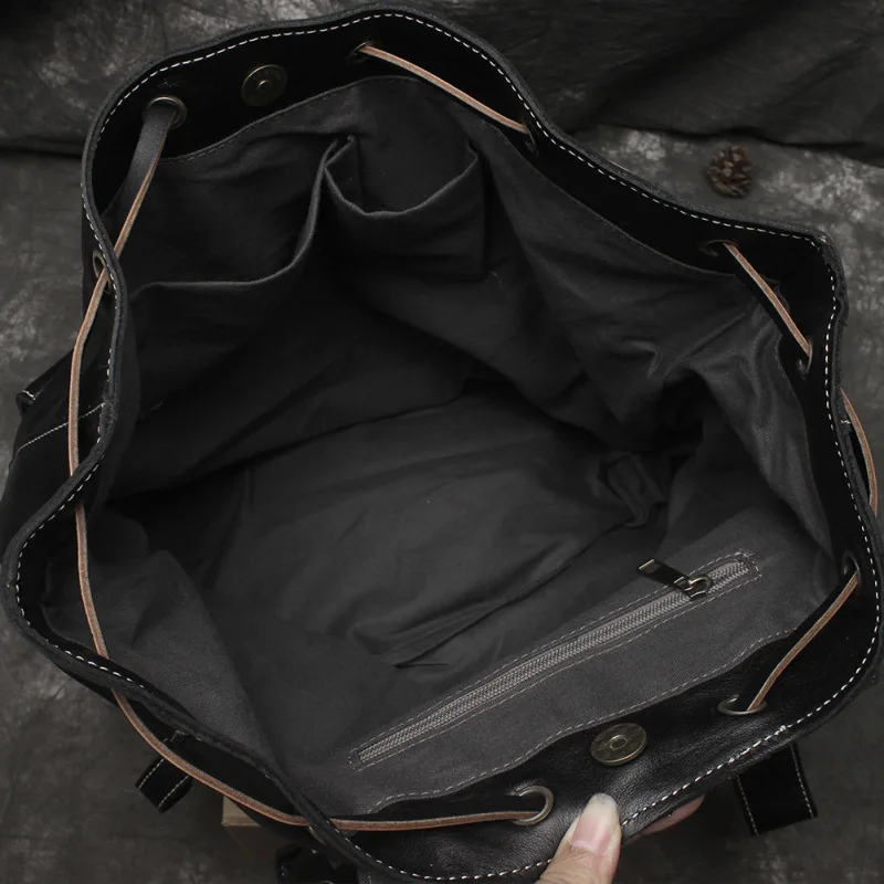 

Nesitu High Quality New Vintage Large Capacity Brown Black Genuine Leather Women's Men Backpack Female Girl Travel Bag M6014