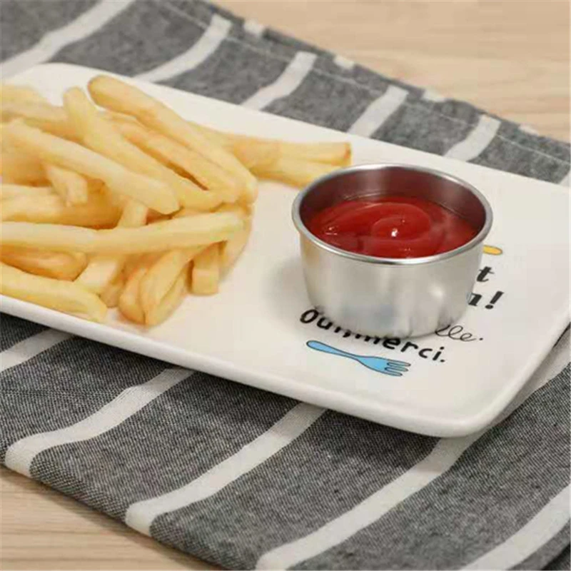 

10pcs Stainless Steel Condiment Sauce Cups Tomato Sauce Container Dipping Bowl for Restaurant Home Party