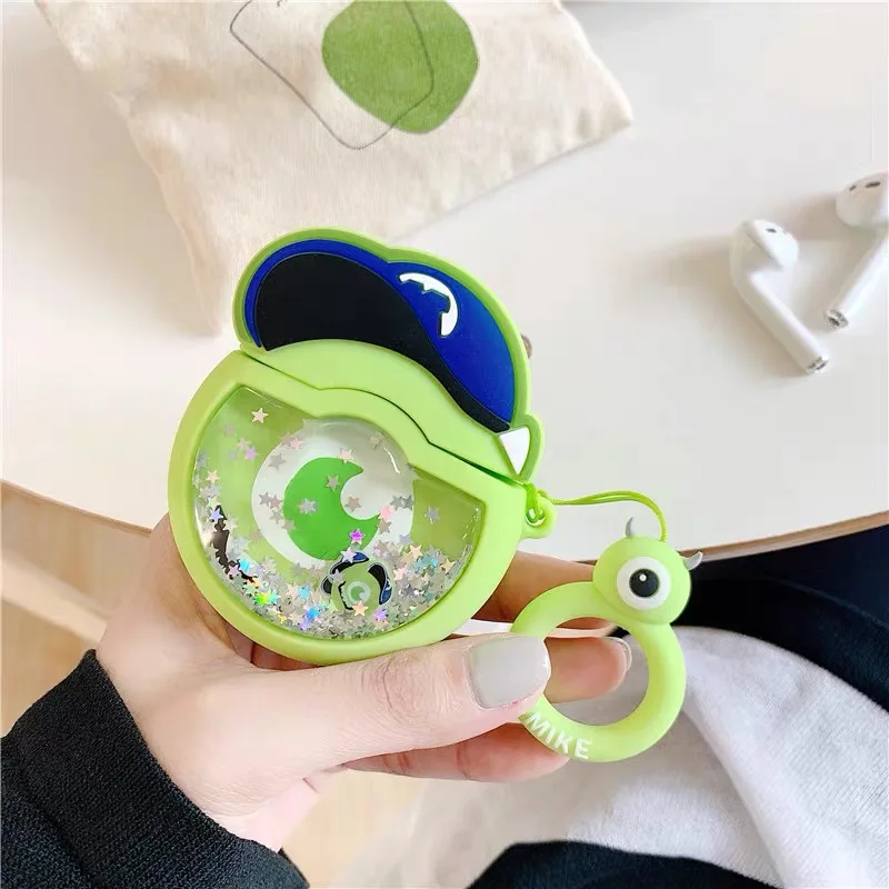 Серый Милый зыбучий песок пузырьковый чай для Airpods чехол мягкий силиконовый беспроводной Bluetooth наушники Защитная крышка с палец кольцо ремень - Цвет: Серый