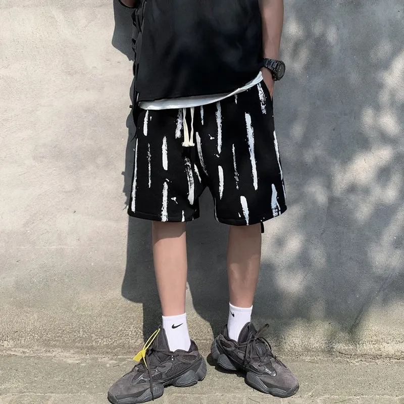 

Graffiti Striped Print Men Cargo Shorts Causal Loose Mens Summer Hip Hop Streetwear Shorts Male Joggers Short Beach Shorts