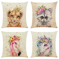cute animal 45x45cm cushion cover decorative pillows fashion seat cushions home decor soft flax car throw pillow sofa pillowcase