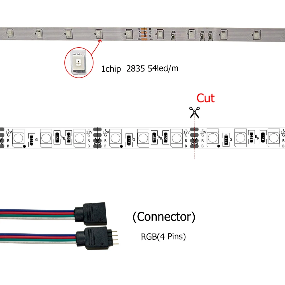 WI FI RGB 2835 светодиодный полосы Водонепроницаемый светильник 5 м 10 15 строка DC12V Fiexble с