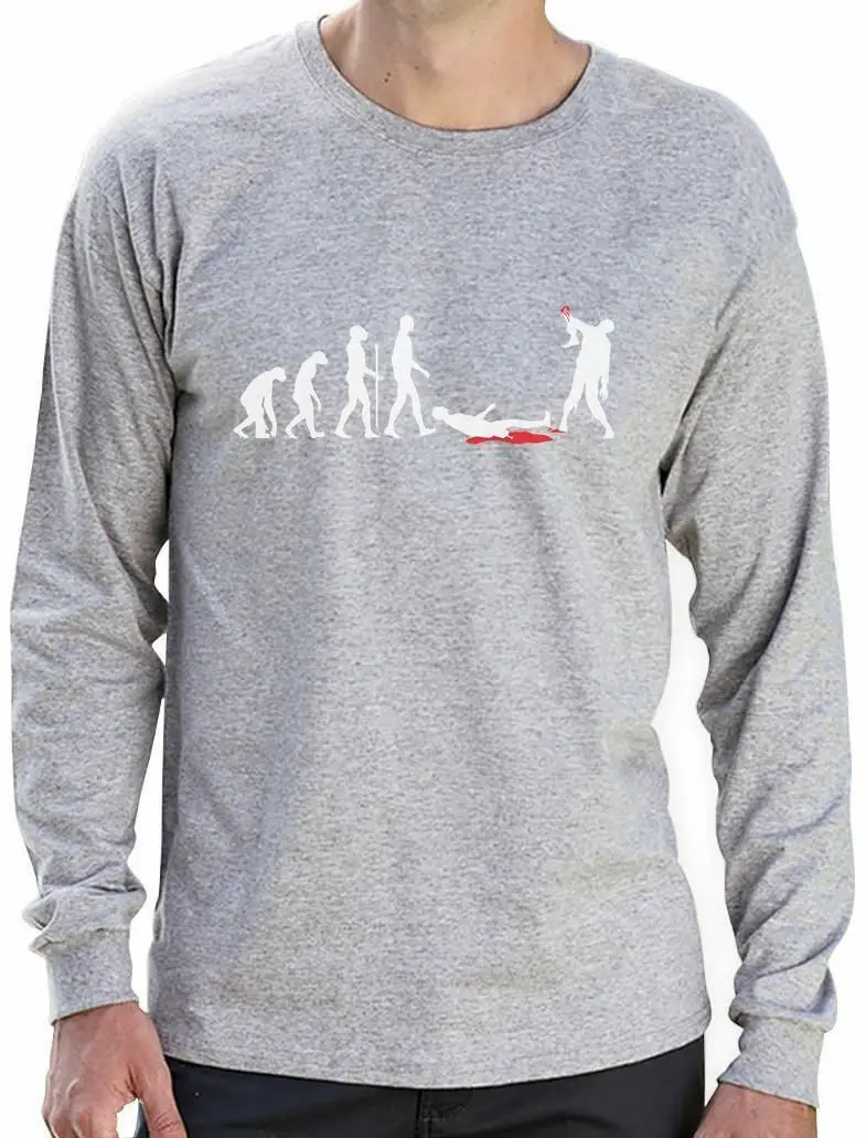 Забавная футболка с длинными рукавами для Хэллоуина изображением зомби | Мужская