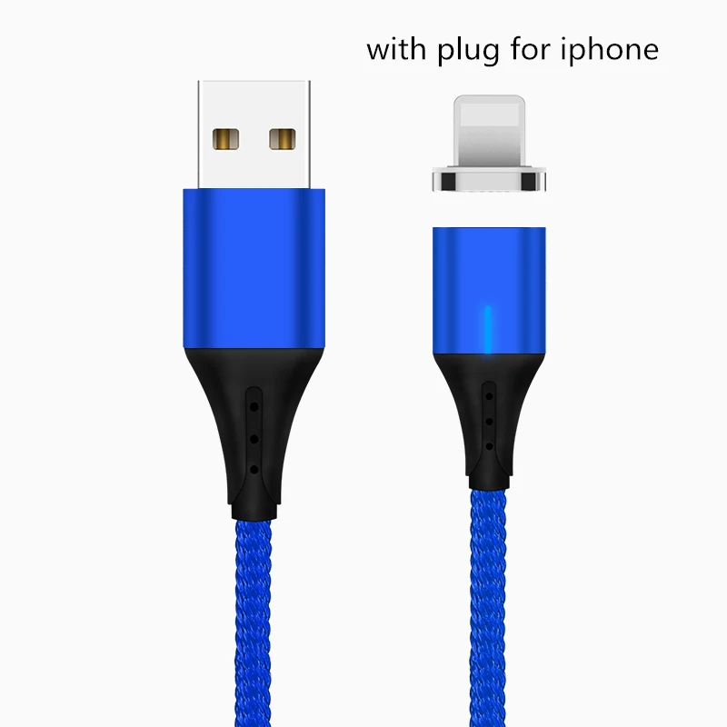 Blue for Apple Plug Магнитный кабель 3A Micro usb type C кабель передачи данных для быстрой зарядки для iPhone XS MAX XR 8 7 Plus SAMSUNG S10+ S9 для XIAOMI Mi9 MIX3 2S - Цвет: Blue for Apple Plug