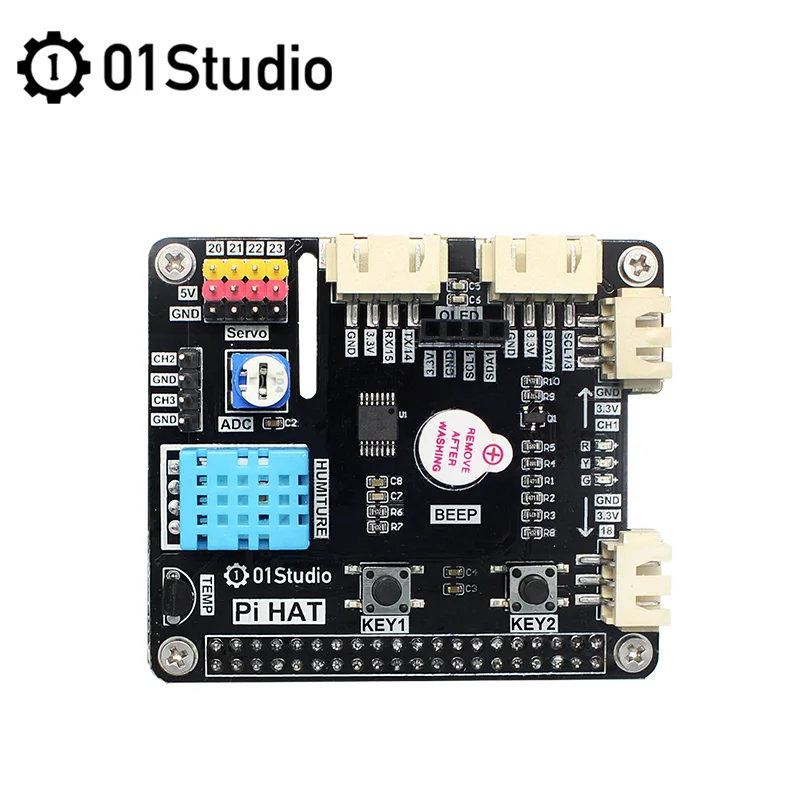 01Studio PiHAT Raspberry Pi 3B + 4B Development Demo Плата расширения модуль программирования Python 2G 4G 8G |