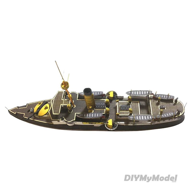 DIYMyModeI Qing Beiyang-rompecabezas de la Marina Ping Yuan, barco blindado 1:400, bricolaje, artesanal, Kit de papel, hecho a mano juguete, regalo, utillaje de pel&iacute;cula-1