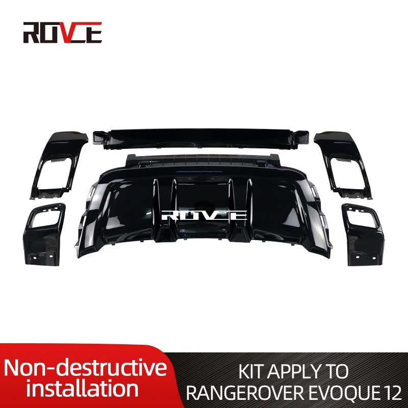 ROVCE tylny zderzak fałszywa tylna rura wydechowa zestaw do przycinania rury wydechowej do Land Rover Evoque 2012-2018 rok Model Dynamiv Style L538