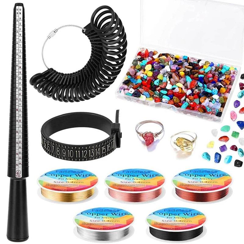 

Ring Making Kit Crystals for Jewelry Making Kit Jewelry Making Supplies with Ring Sizer Tools for Jewelry Making Craft
