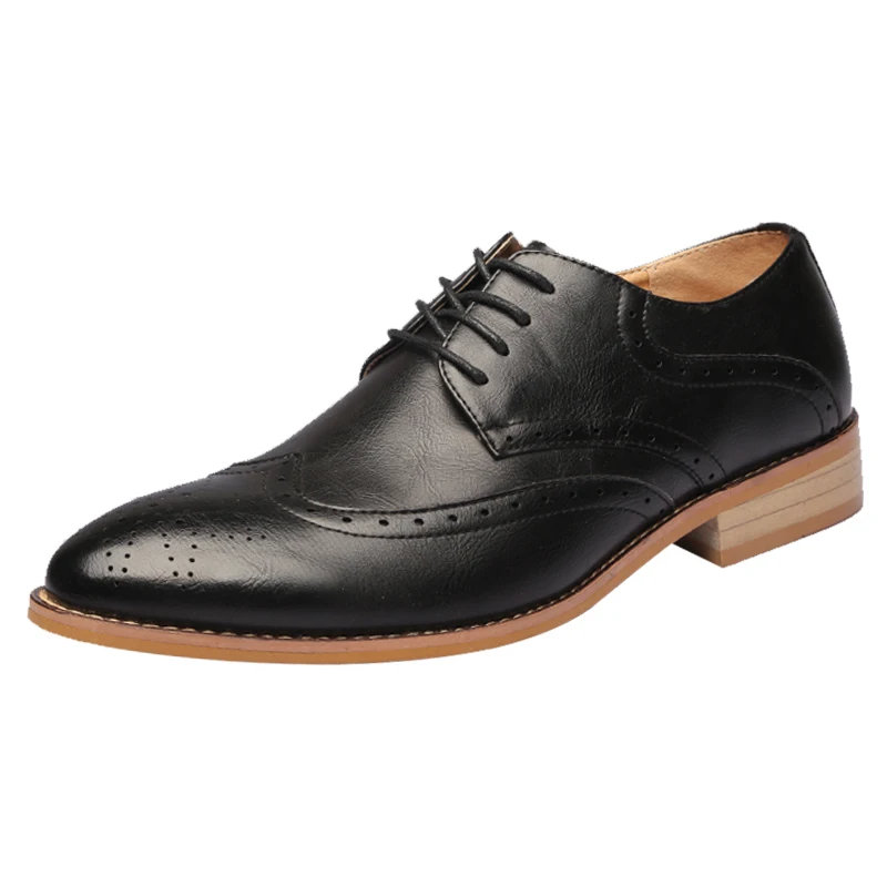 

Genuine Leather Dress Shoes Men Formal Flat Shoes Pointed Toe Top Quality Brogue Oxfords Business Shoes Gentleman Footwear Shoes