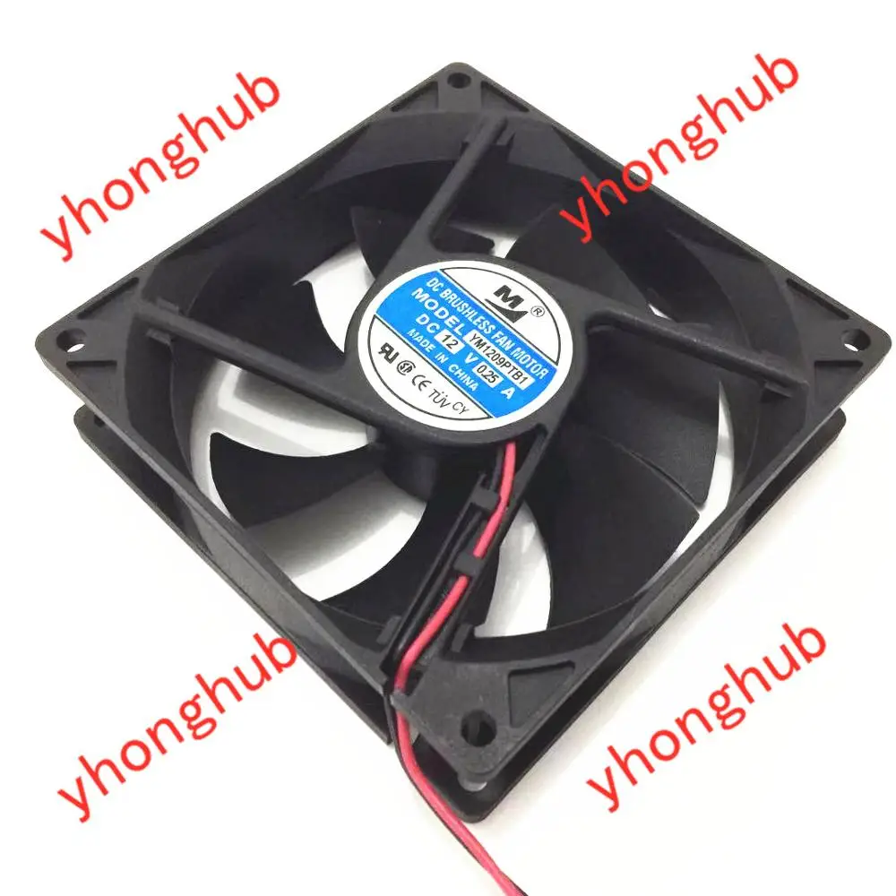 Huaxia фабрикой YM1209PTB1 DC 12V 0.25A защитного стекла 92x92x25 мм 2 провод Сервер вентилятор