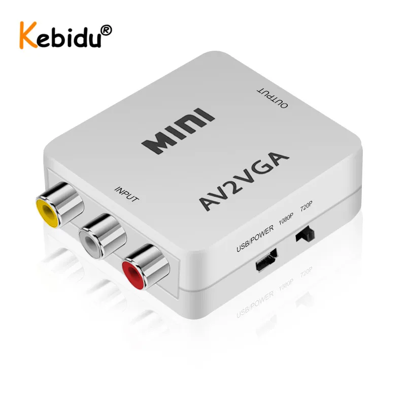Мини HD AV2VGA видео конвертер AV в VGA Конвертор с 3 5 мм аудио для ПК телевизор