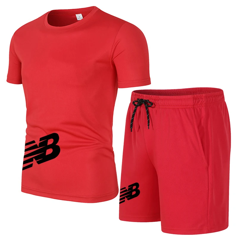 

New Brand 2 Piece Sets Sportswear Men's Tracksuit T-shirts Shorts Set Two Piece Suit Beach Men's Short Sets Clothing 2021 Summer