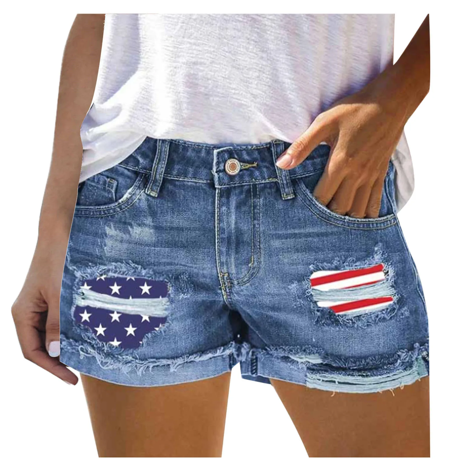 

Women Summer Jeans Pants Plus size Sexy High Waist Button Slim Hole ripped Low Waist Bottom denim Shorts Pants Hot sale #40