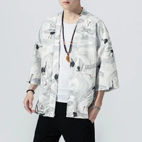 2020 original men japan style kimono cardigan shirt coat traditional loose printing fashion casual thin jacket summer outerwear