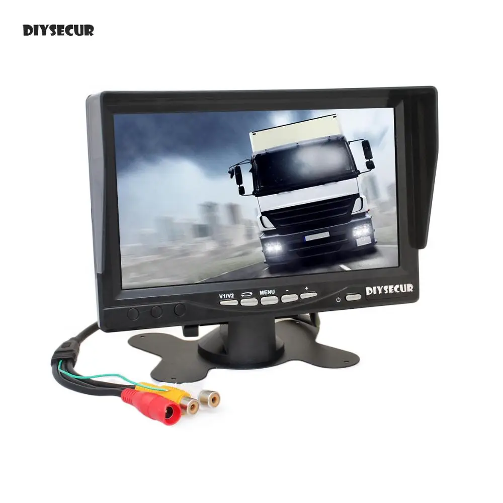 Автомобильный TFT ЖК-монитор DIYSECUR 7 дюймов дисплей монитор экран AV-вход пульт