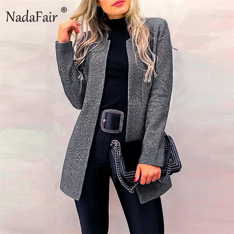 Nadafair кардиган Смешанное пальто женское зимнее 2019 сплошные швы Формальное
