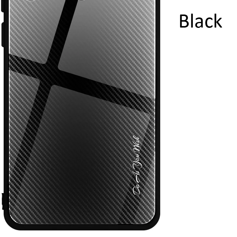 Black Чехол из закаленного стекла с градиентом из углеродного волокна для Xiaomi Redmi Note 8 Pro 8T - Цвет: Black