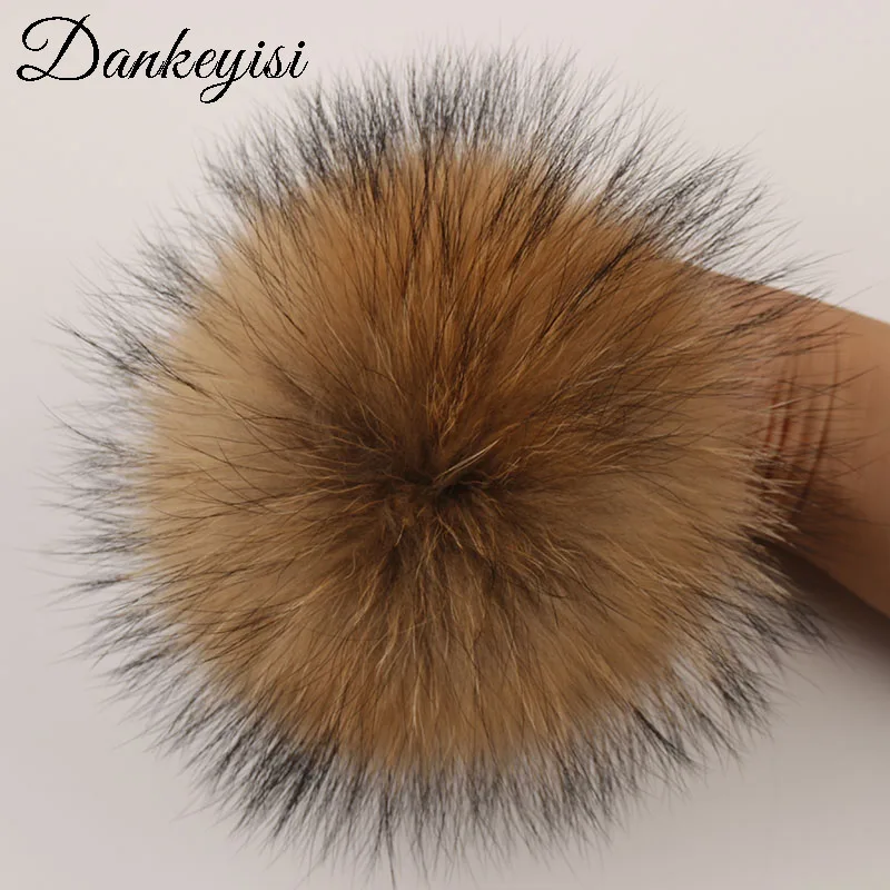 natural 15cm DIY 14 см 15 см помпоны из натурального меха лисы, енота, норки, помпоны из меха, шапка, меховые помпоны, шляпа и сумка, обувь, шарф, аксессуары - Цвет: natural 15cm