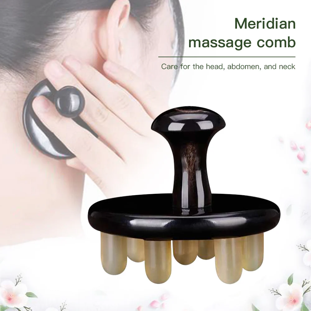 Pure Horn Massage Claws Scraping Board Scalp Massager Tendon Stick Head Massager Meridian Sredging Comb Head Therapy Artifact