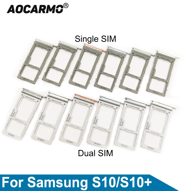 Aocarmo для Samsung Galaxy S10 / + S10plus одинарный/двойной металлический пластиковый лоток Nano Sim