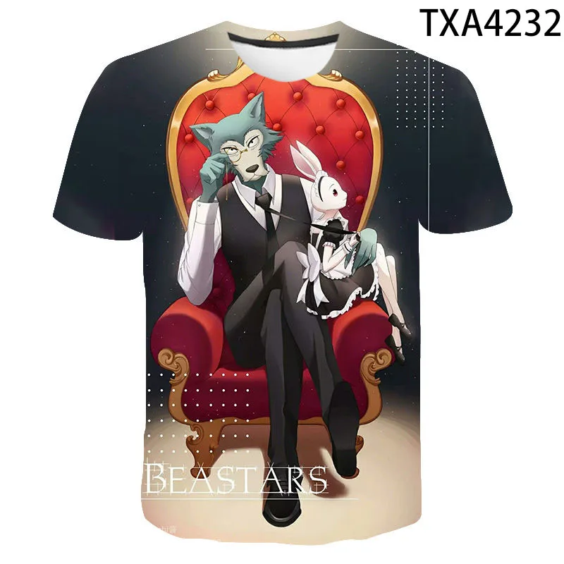 Аниме Beastars модная мужская женская детская спортивная футболка с 3D принтом серый