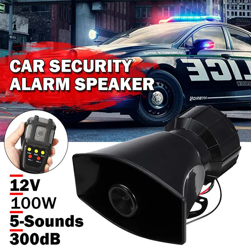 

Car Horn with MIC Loud Motorcycle Siren Vehicle Truck Warning Alarm Loudspeaker Plastic Police Firemen 5/7 Sound DC 12V 100W