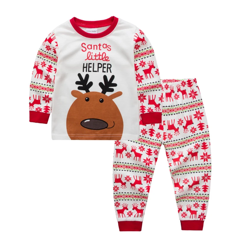 

Новый рождественский стиль, детский костюм для домашнего использования, детские пижамы с Санта-Клаусом, хлопковая мультяшная одежда с длин...