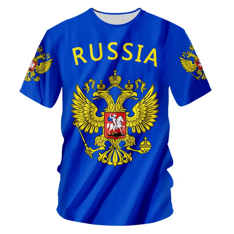 

Camiseta con bandera de rusia para hombre y mujer, camiseta de verano Unisex, informal, de talla grande, S-7XL, personalizada