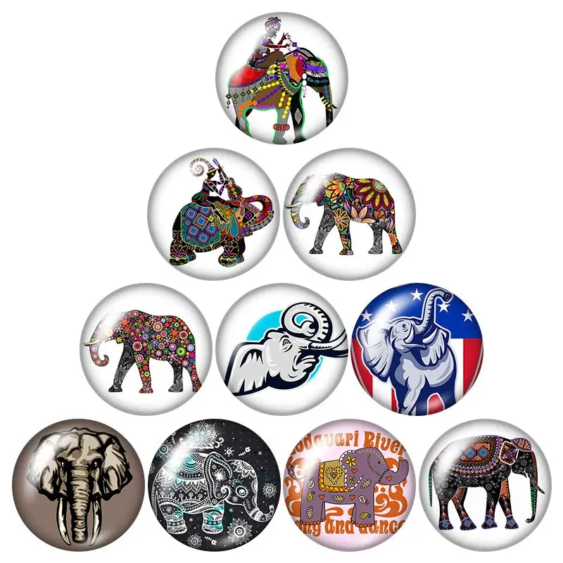 DB0459 слон Животные 18 мм кнопки 10 шт. круглые фото кабошоны разрисованные изделия