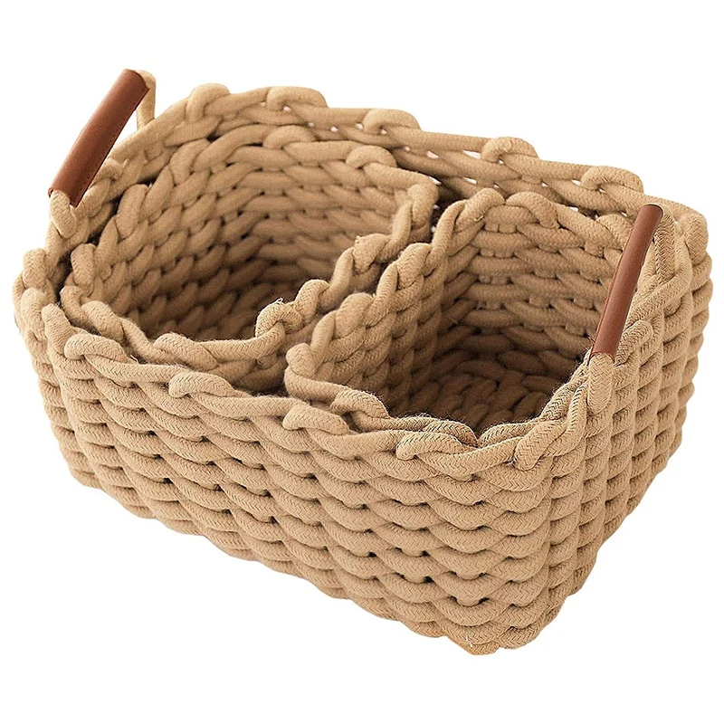 

3Pcs Cotton Rope Storage Basket Kids Storage Organizer Candy Food Handmade Woven Baskets for Nursery Baby Clothes Towels