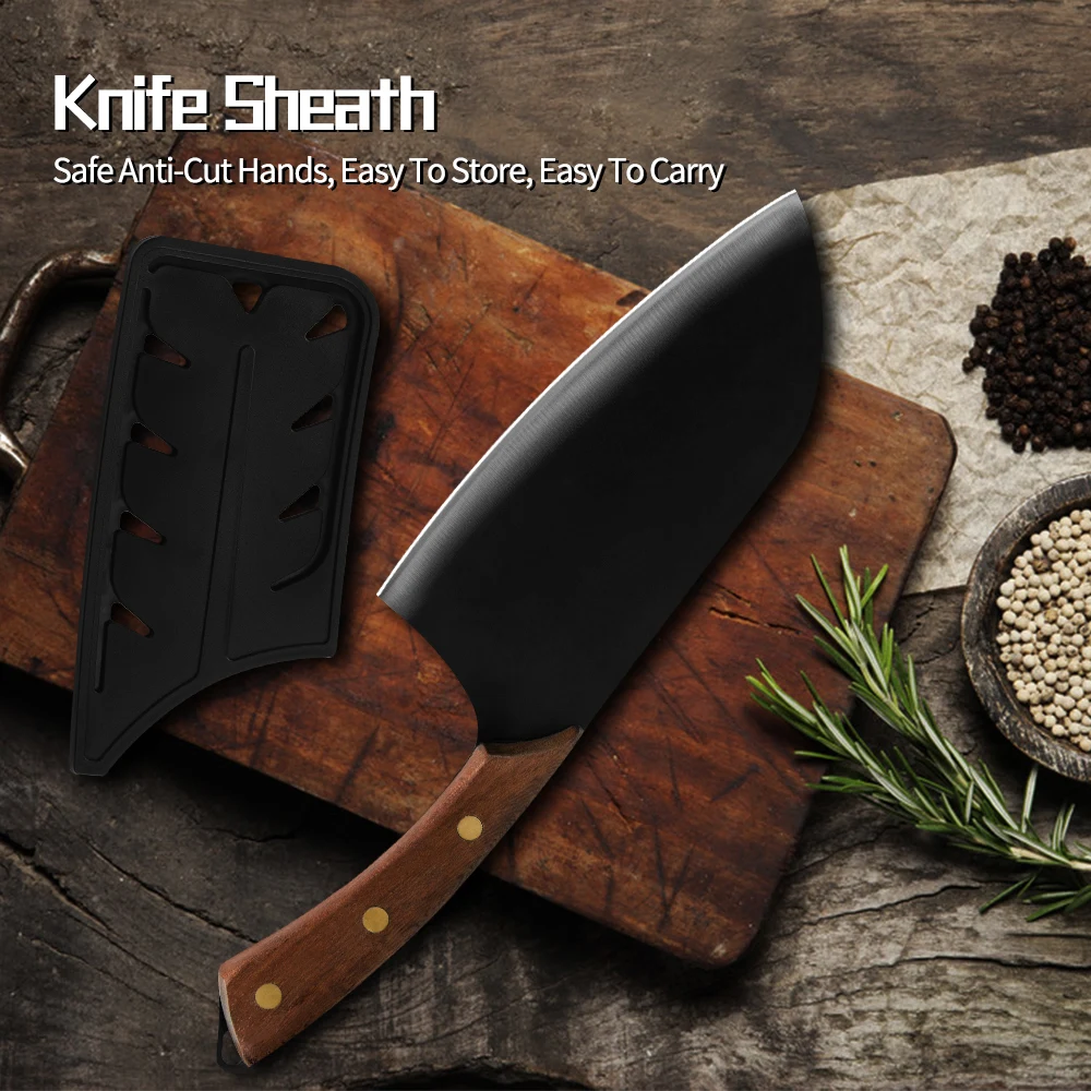 Кухонный нож шеф-повара Sowoll из нержавеющей стали 3 шт. черная коричневая ручка