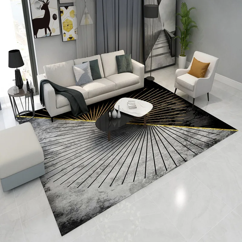 

Nordic Light Luxury Geometric Carpet Bedroom Living Room Decoration Rug Bathroom Anti-slip Carpets Modern Rectangle Large Rugs
