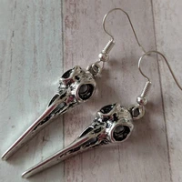 bird skull earrings gothic jewelry gifts for her for him goth earrings punk earrings bird earrings