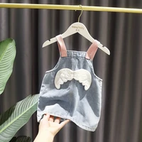 summer girls dress baby sling skirt toddler little girl wings princess denim dress for children clothes 08m 6t