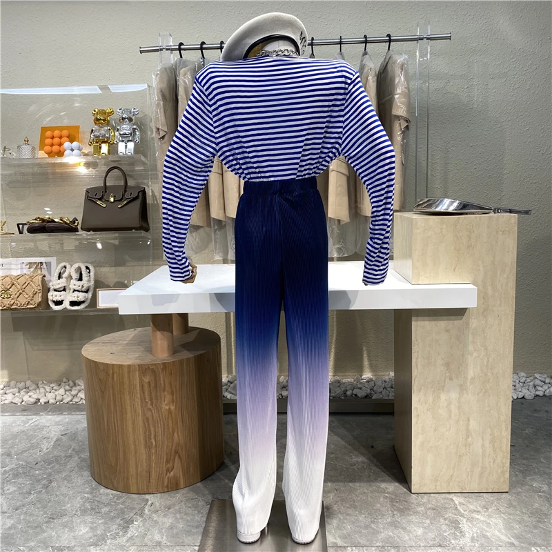 

Online Celebrity Labeling Letters High Waist Gradient Straight Wide Leg Pants Drape Loose Casual Pants Joker Mop Trousers