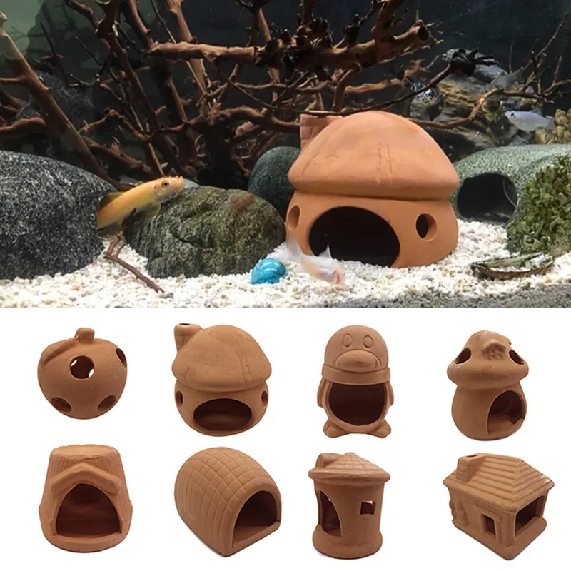 Мини Дом для аквариума отверстие побега мультяшный дом замок гнездо аквариум