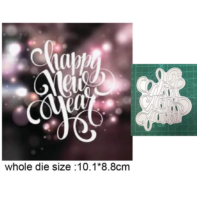 

2021 new metal cutting dies cut die mold Happy New Year decoration Scrapbook paper craft knife mould blade punch stencils dies