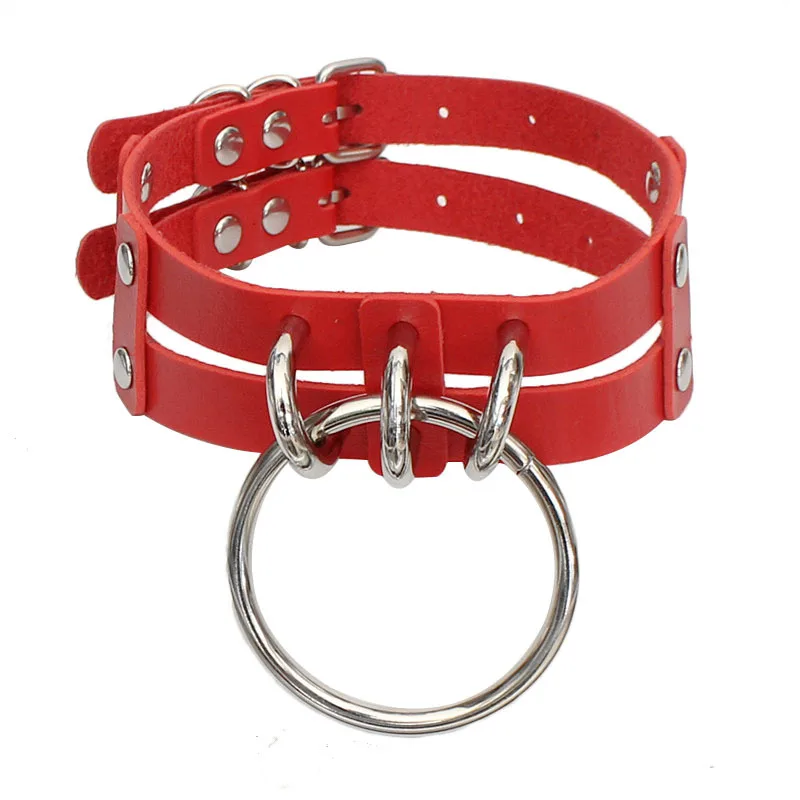 Кожаные Чокеры Egirl для женщин в стиле Харадзюку панк большой круглый кулон