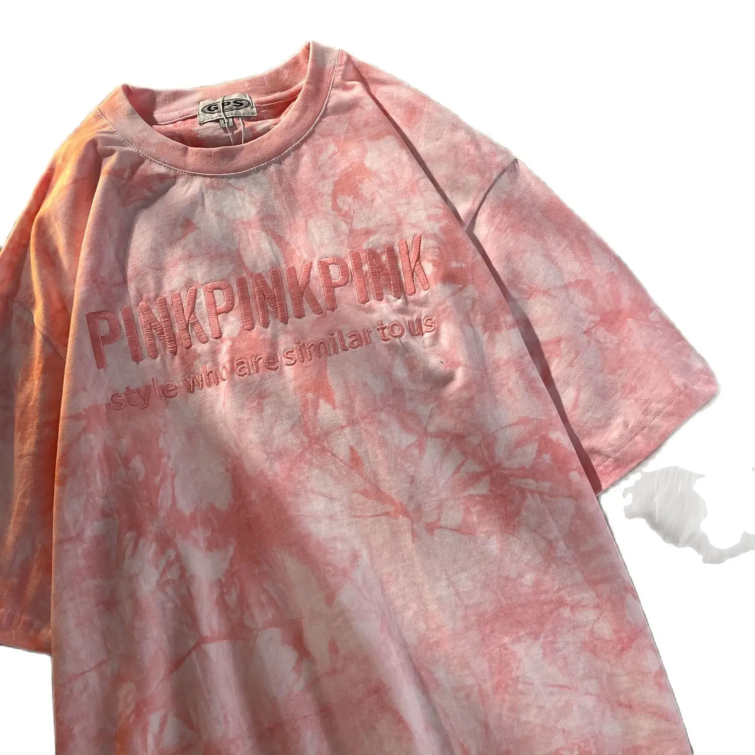 

Short Sleeve T-shirts Women Letter Embroidery Tie Dye Oversize Hip Hop Loose Korean Style All-match Students Simple Chic O-neck