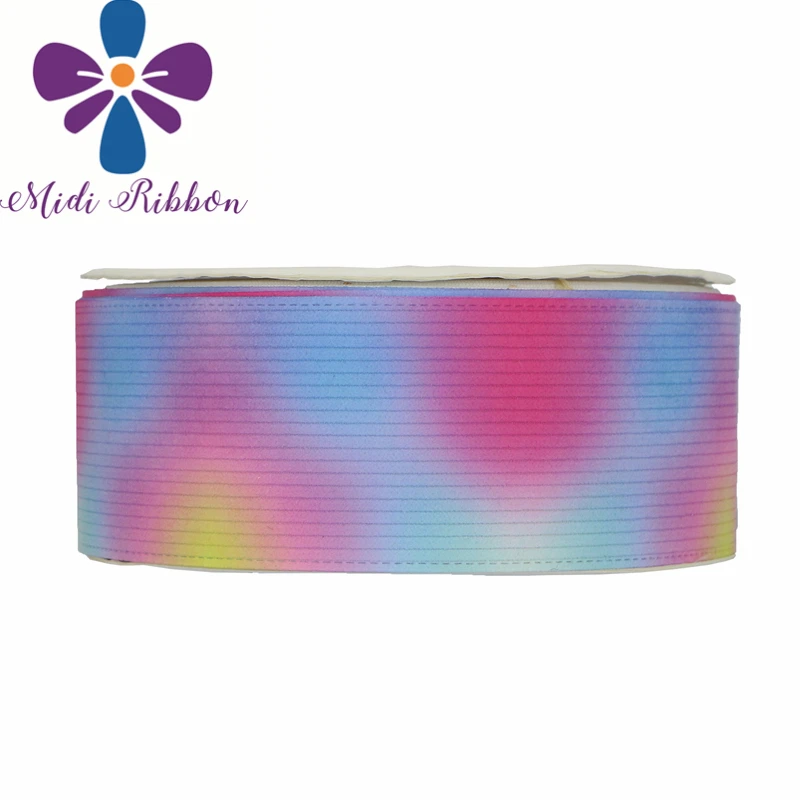 

3"75mm Rainbow Stripes Galaxy Heat-transfer Printed Corduroy Ribbon DIY Hair Bowknot 50yards/roll Personalized Custom Design