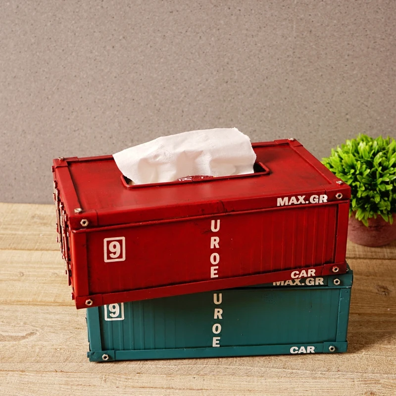 

Shipping Container Creative Tissue Box Square Organizer Storage Napkin Tissue Boxes Paper Servilletas De Papel Wipe Case BW50ZJ