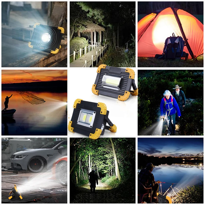 

Led Work Light100W 30000lm Super Bright COB Led Portable Spotlight Rechargeable for Outdoor Lampe Led Flashlight use 2*18650