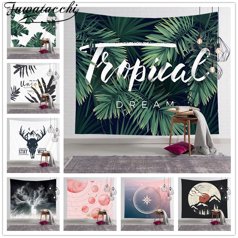 Fuwatacchi летние зеленые растительный гобелен настенный большой кактус одеяла из